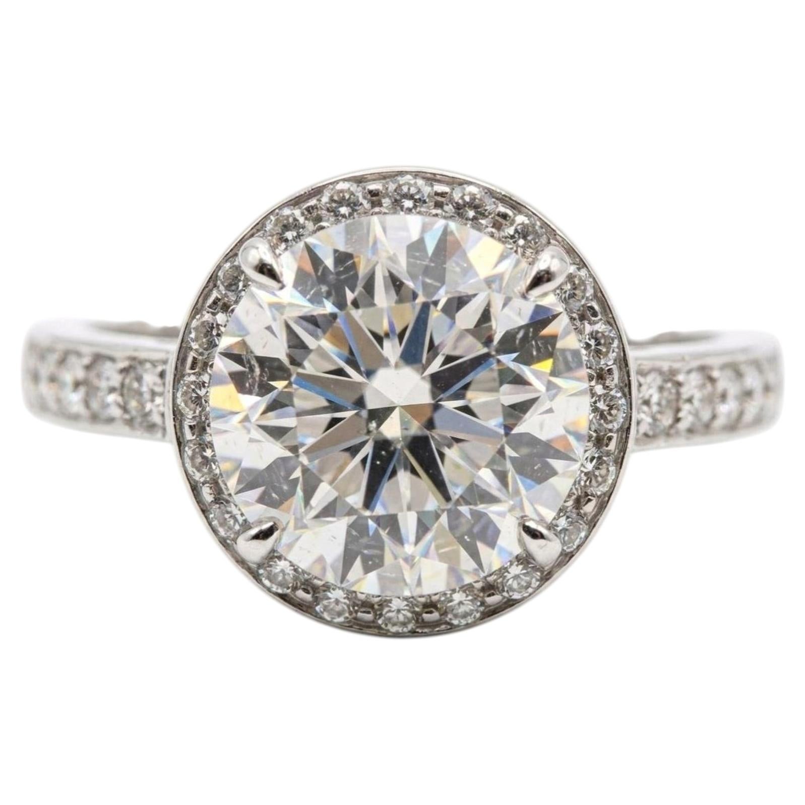 Tiffany & Co. Platinum 2.11 Carat Diamond Halo Engagement Ring 3X