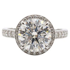 Tiffany & Co. Anillo de compromiso de platino con halo de diamantes de 2,11 quilates 3X