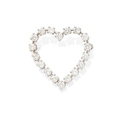 Tiffany & Co. Platinum 2.15 Carat Diamond Open Heart Brooch