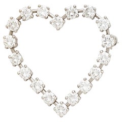 Tiffany & Co. Platinum 2.15 Carat Diamond Open Heart Brooch