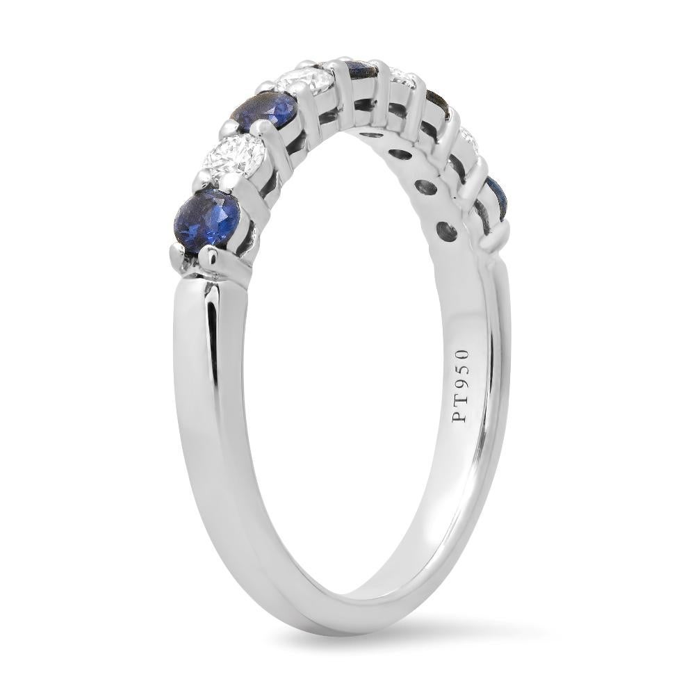 Women's TIFFANY & Co. Platinum 2.2mm Half Circle Diamond Sapphire Embrace Band Ring 3 For Sale