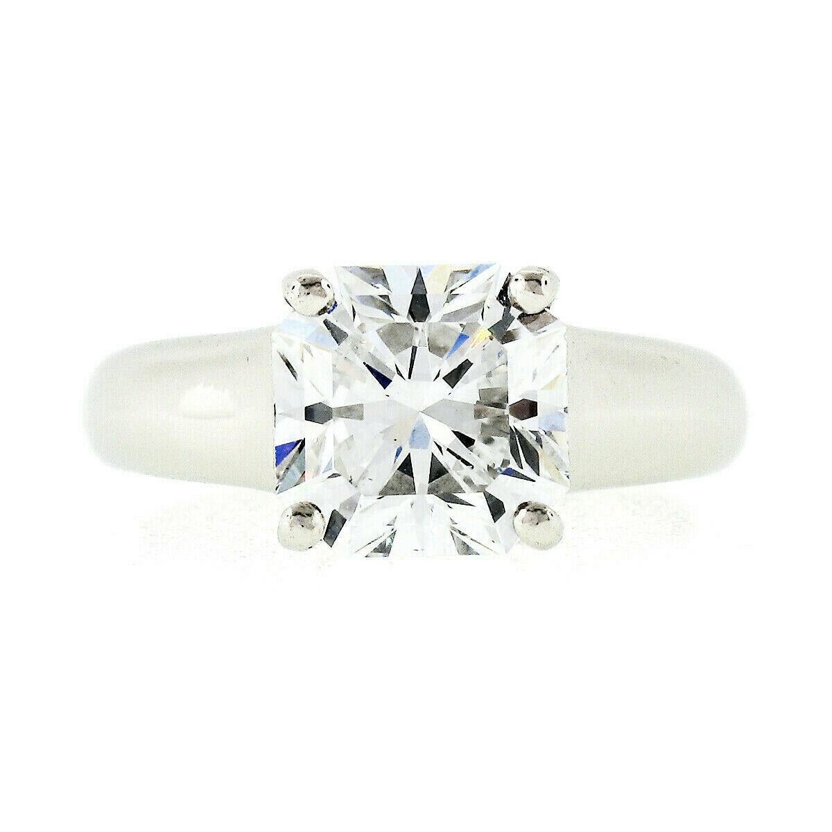 Radiant Cut Tiffany & Co. Platinum 2.34 Carat E VS2 Lucida Diamond Solitaire Engagement Ring