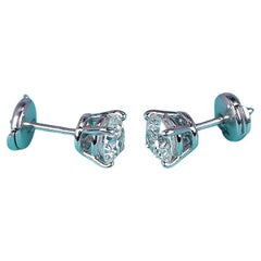 Tiffany & Co. Platinum 2.48 Carat Round Diamond Prong Basket Stud Earrings