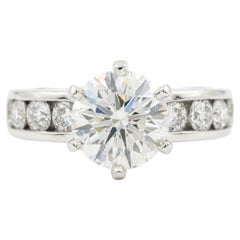 Tiffany & Co Platinum 2.49 Carat Round Diamond Channel Set Engagement Ring F VVS