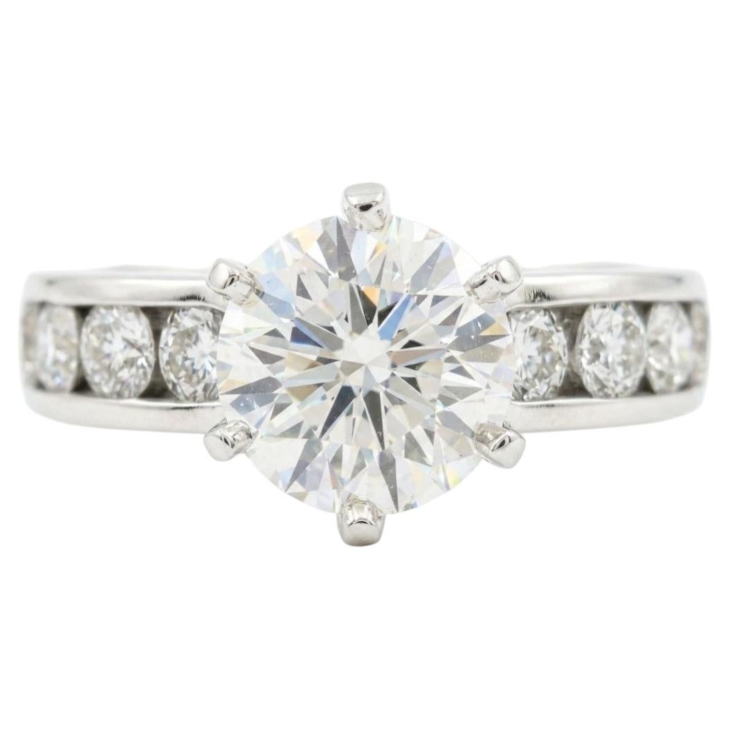 Tiffany & Co Platinum 2.49 Carat Round Diamond Channel Set Engagement Ring F VVS