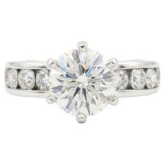 Tiffany & Co Platinum 2.49 Carat Round Diamond Channel Set Engagement Ring F VVS