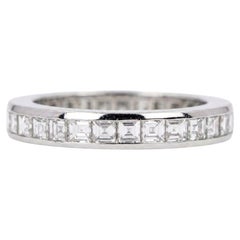 Tiffany & Co Platinum 2.50 Carat Asscher Cut Diamond Eternity Wedding Band Ring