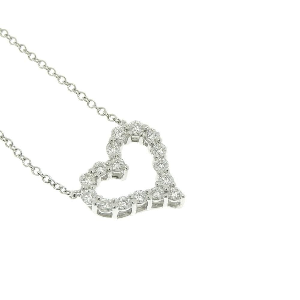 Round Cut TIFFANY & Co. Platinum .25ct Diamond Heart Pendant Necklace For Sale
