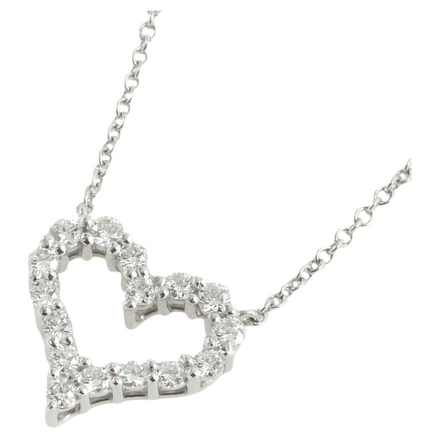 TIFFANY & Co. Platinum .25ct Diamond Heart Pendant Necklace For Sale