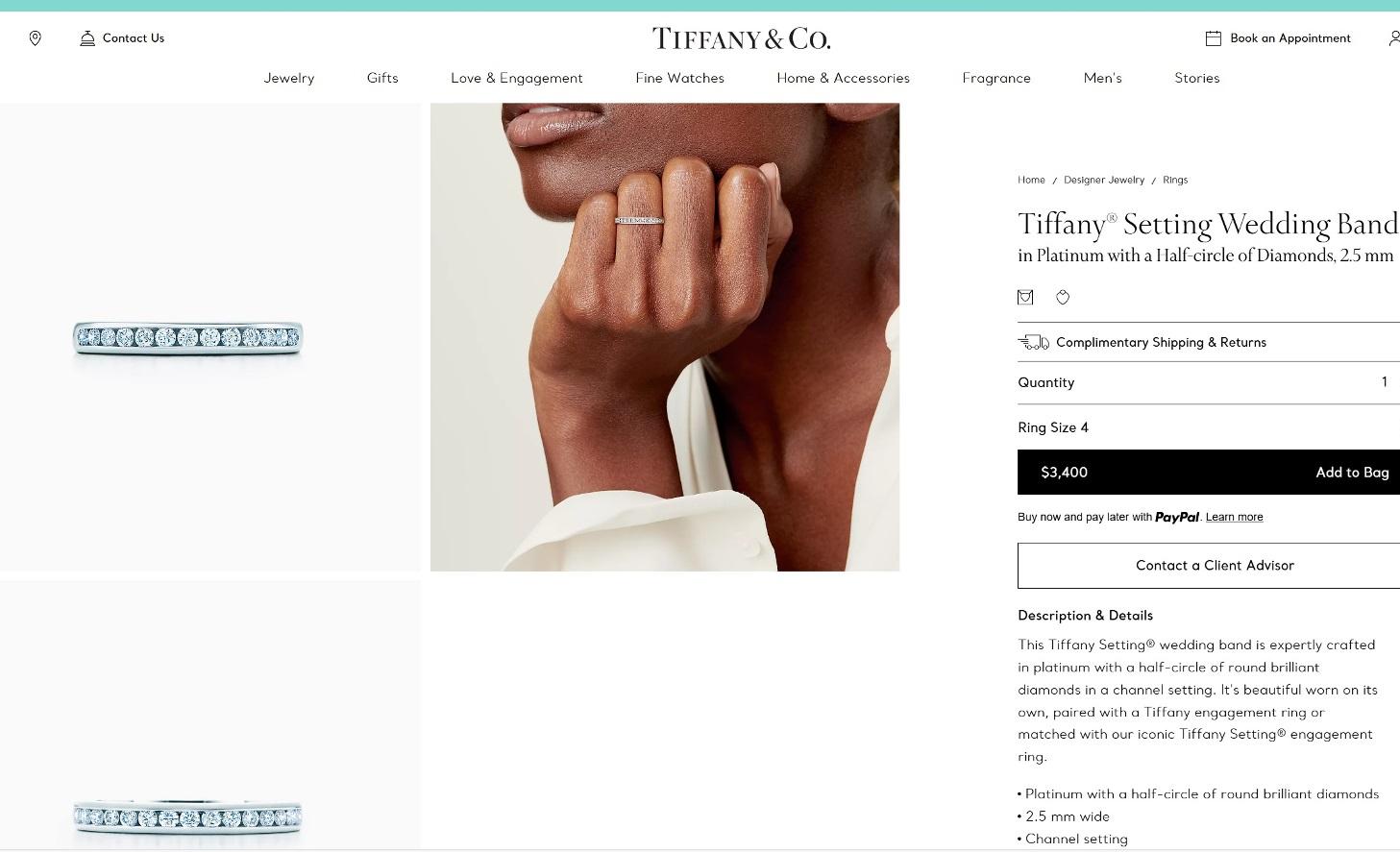 TIFFANY & Co. Alianza de Platino 2,5 mm Medio Círculo Diamante 4 en venta 4