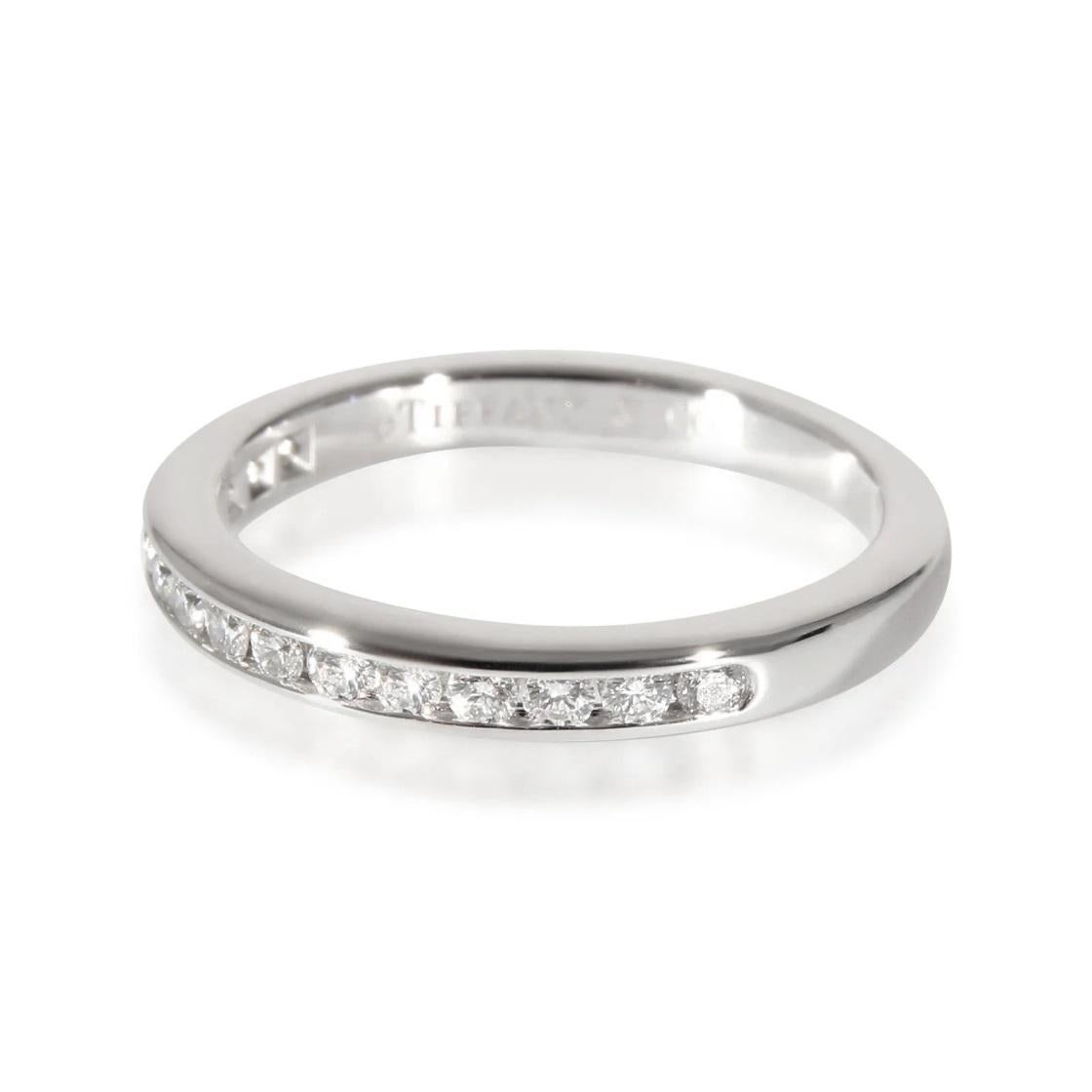 Women's TIFFANY & Co. Platinum 2.5mm Half Circle Diamond Wedding Band Ring 5 For Sale
