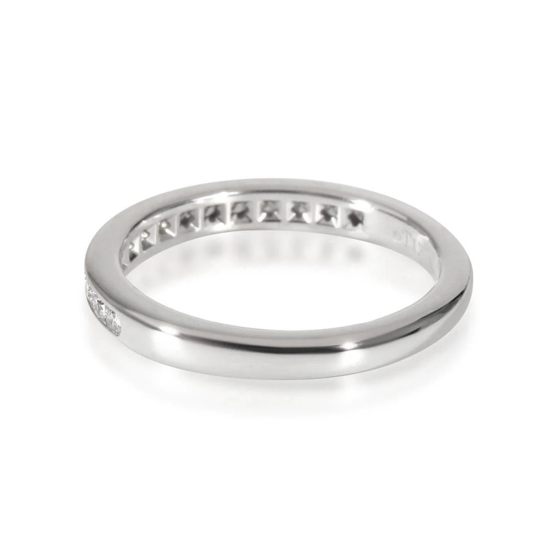 TIFFANY & Co. Platinum 2.5mm Half Circle Diamond Wedding Band Ring 5 For Sale 1