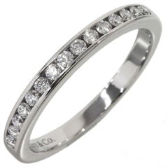 TIFFANY & Co. Platinum 2.5mm Half Circle Diamond Wedding Band Ring 5.5