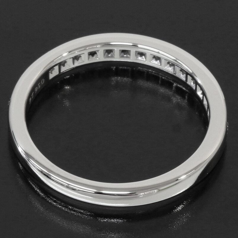 TIFFANY & Co. Platinum 2.5mm Half Circle Diamond Wedding Band Ring 5.5 In Excellent Condition For Sale In Los Angeles, CA