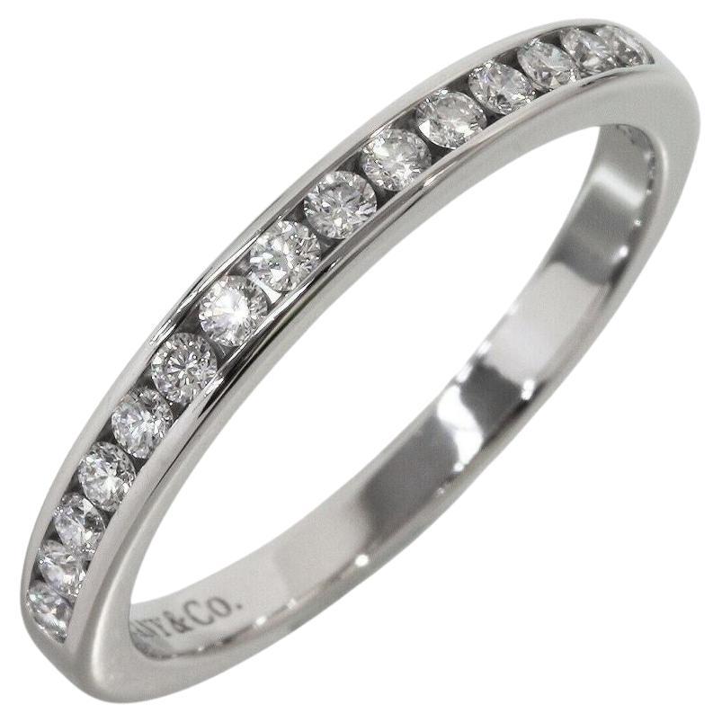 TIFFANY & Co. Platinum 2.5mm Half Circle Diamond Wedding Band Ring 5.5 For Sale