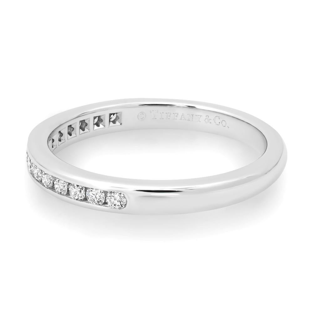 Women's TIFFANY & Co. Platinum 2.5mm Half Circle Diamond Wedding Band Ring 7 For Sale