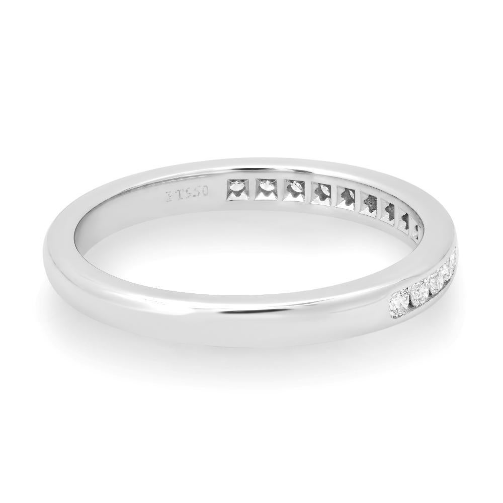 TIFFANY & Co. Platinum 2.5mm Half Circle Diamond Wedding Band Ring 7 For Sale 1