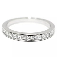 TIFFANY & Co. Platinum 2.6mm Half Circle Princess Cut Diamond Band Ring 5.5