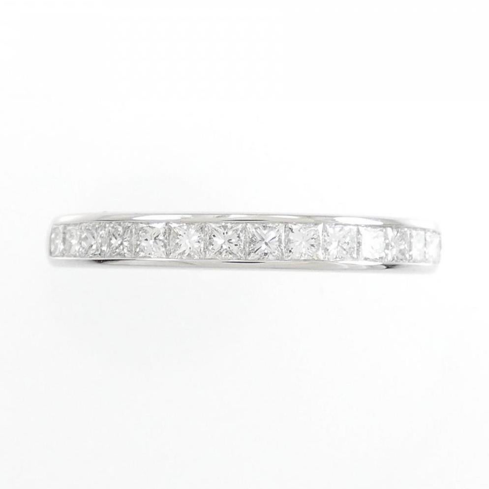 TIFFANY & Co. Platinum 2.6mm Half Circle Princess Cut Diamond Band Ring 5.5 In Excellent Condition For Sale In Los Angeles, CA