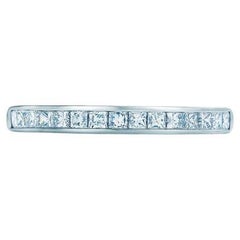 TIFFANY & Co. Platin 2,6mm Halbkreis Prinzessinnenschliff Diamantband Ring 5,5