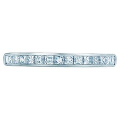 TIFFANY & Co. Bague en platine 2.6mm Half Circle Princess Cut Diamond Band Ring 5.5