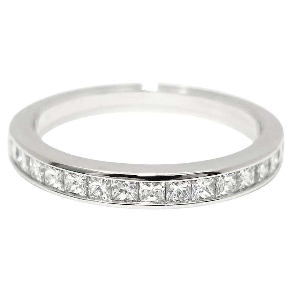TIFFANY & Co. Bague en platine 2.6mm Half Circle Princess Cut Diamond Band Ring 5.5