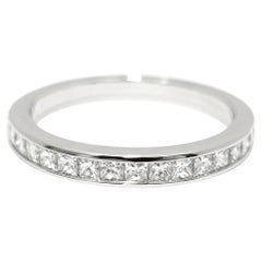 TIFFANY & Co. Bague en platine 2.6mm Half Circle Princess Cut Diamond Band Ring 5.5