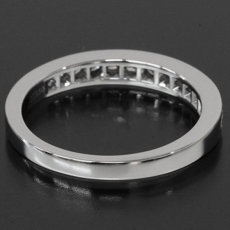 Round Cut Tiffany & Co. Platinum Half Circle Bead-Set Diamond Band Ring 6 For Sale