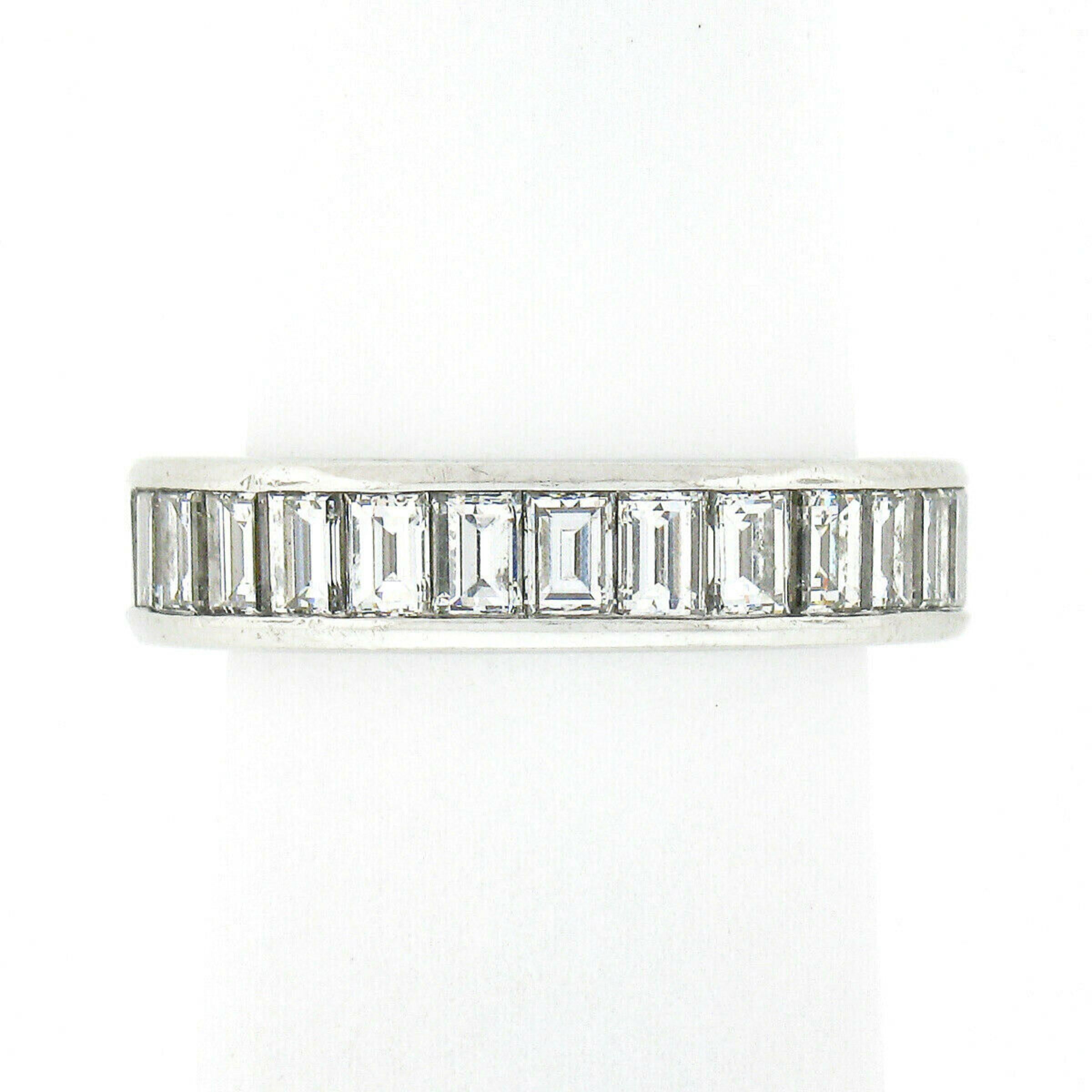 Tiffany & Co. Platinum 2.80ctw Channel Baguette Cut Diamond Eternity Band Ring In Excellent Condition In Montclair, NJ