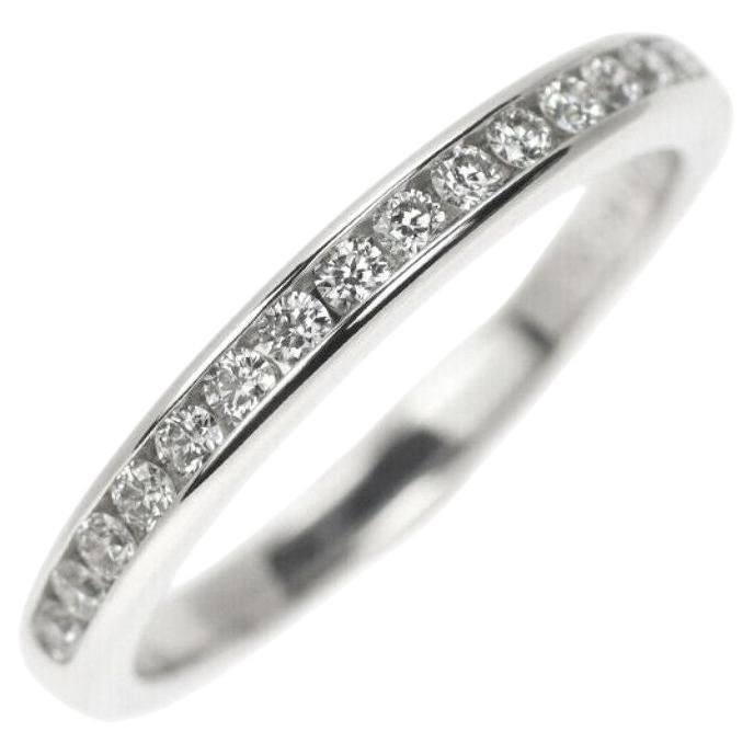 TIFFANY & Co. Platinum 2mm Half Circle Diamond Wedding Band Ring 4 For Sale