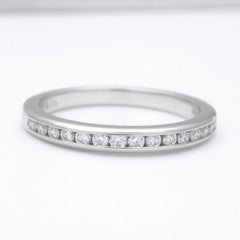 TIFFANY & Co. Platinum 2mm Half Circle Diamond Wedding Band Ring 4.5