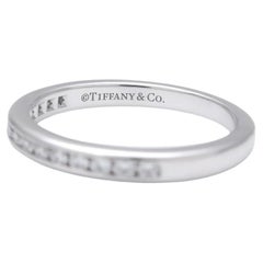 TIFFANY & Co. Platinum 2mm Half Circle Diamond Wedding Band Ring 4.5 