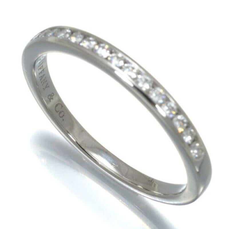 Round Cut Tiffany & Co. Platinum 2mm Half Circle Diamond Wedding Band Ring  For Sale