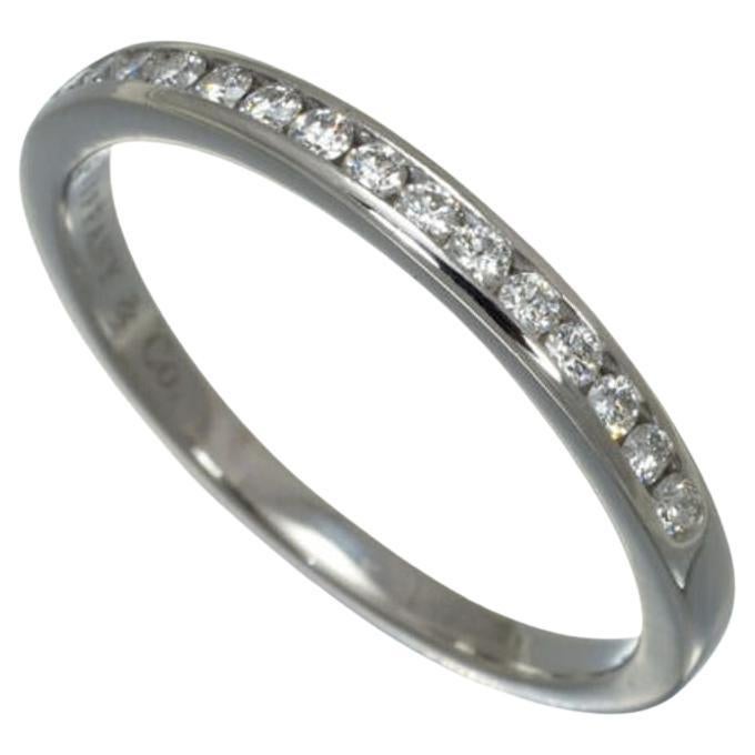 Tiffany & Co. Platinum 2mm Half Circle Diamond Wedding Band Ring 