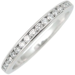 TIFFANY & Co. Platinum 2mm Half Circle Diamond Wedding Band Ring 5.5