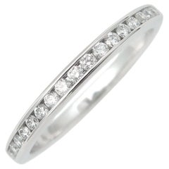 TIFFANY & Co. Platinum 2mm Half Circle Diamond Wedding Band Ring 5.5