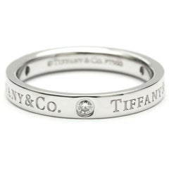 TIFFANY & Co. Platinum 3 Diamond 3mm Wedding Band Ring 5