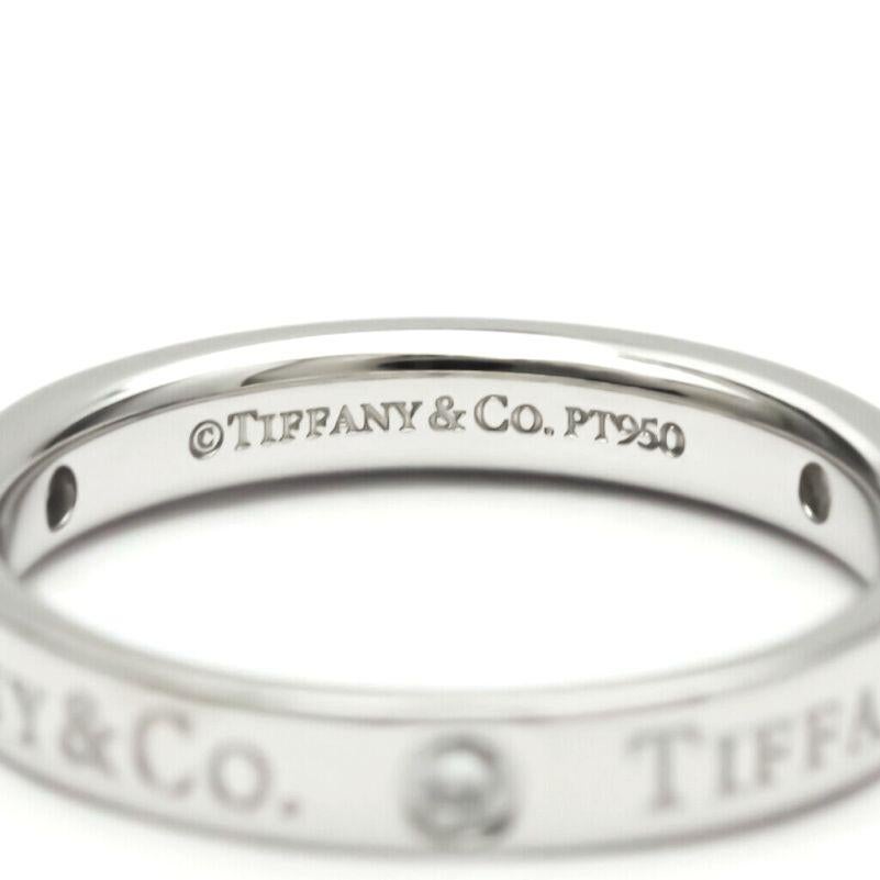 Tiffany & Co. Anneau de mariage en platine 3 diamants 3mm 5 Excellent état - En vente à Los Angeles, CA