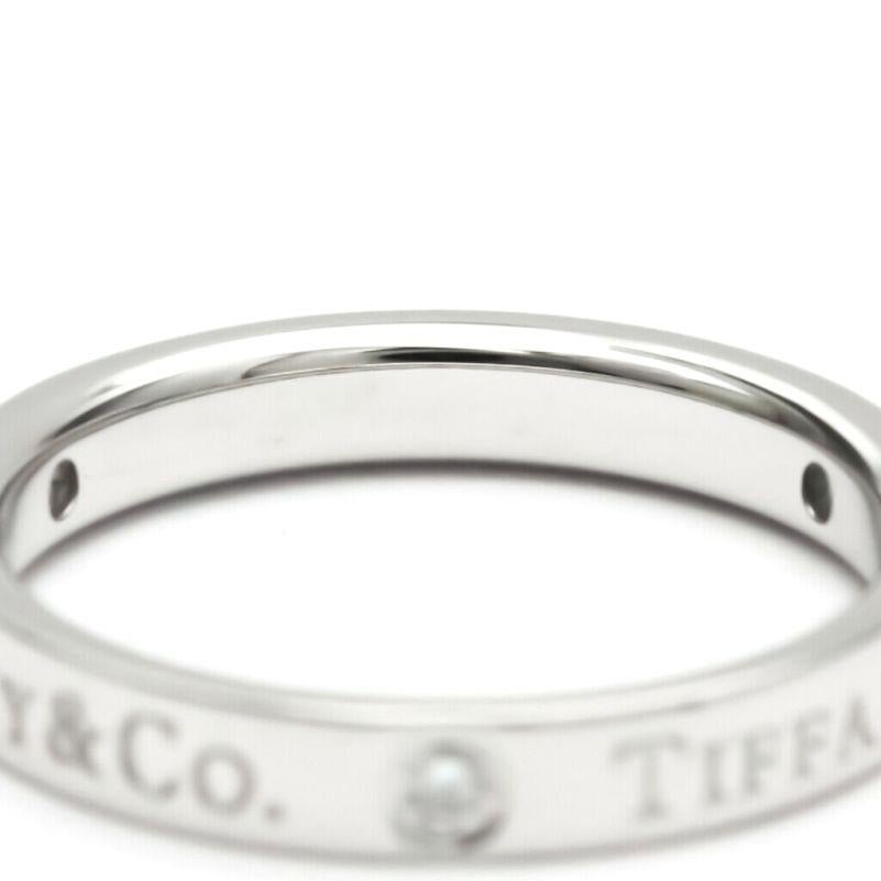 Tiffany & Co. Platin 3 Diamant 3mm Hochzeit Band Ring 5 Damen im Angebot