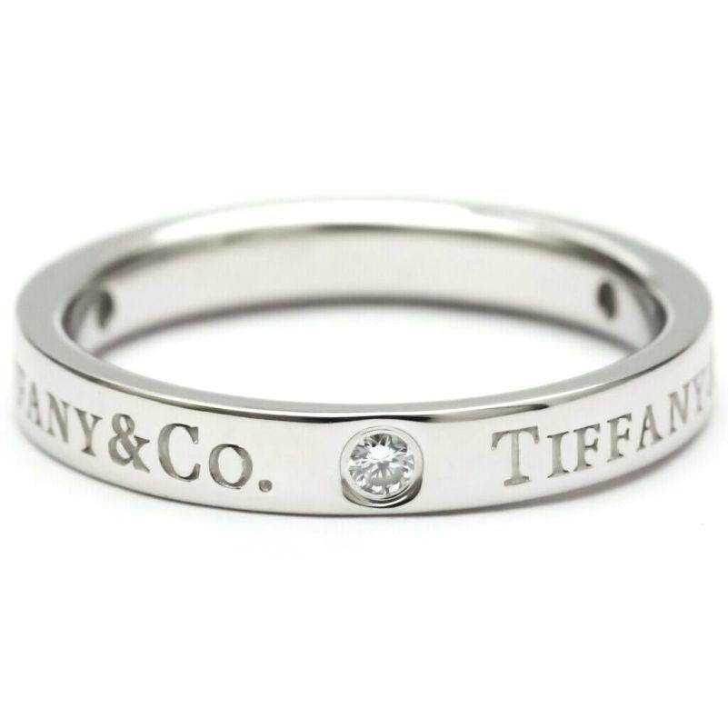 Tiffany & Co. Platin 3 Diamant 3mm Hochzeit Band Ring 5 im Angebot 2