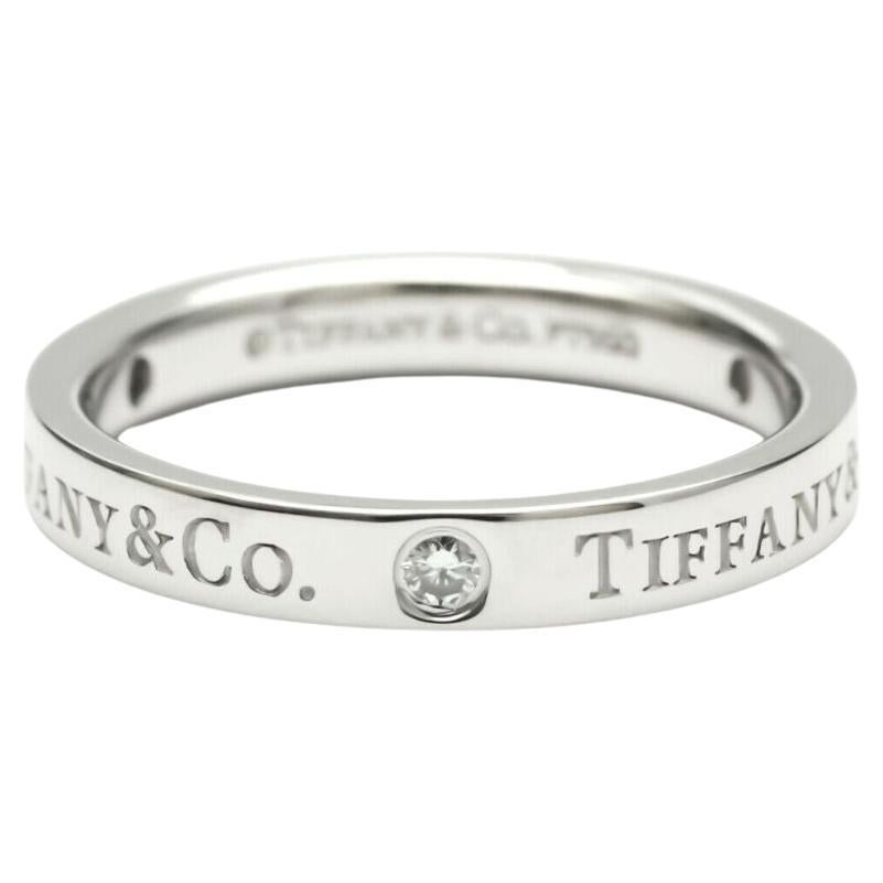 Tiffany & Co. Platinum 3 Diamond 3mm Wedding Band Ring 5 For Sale