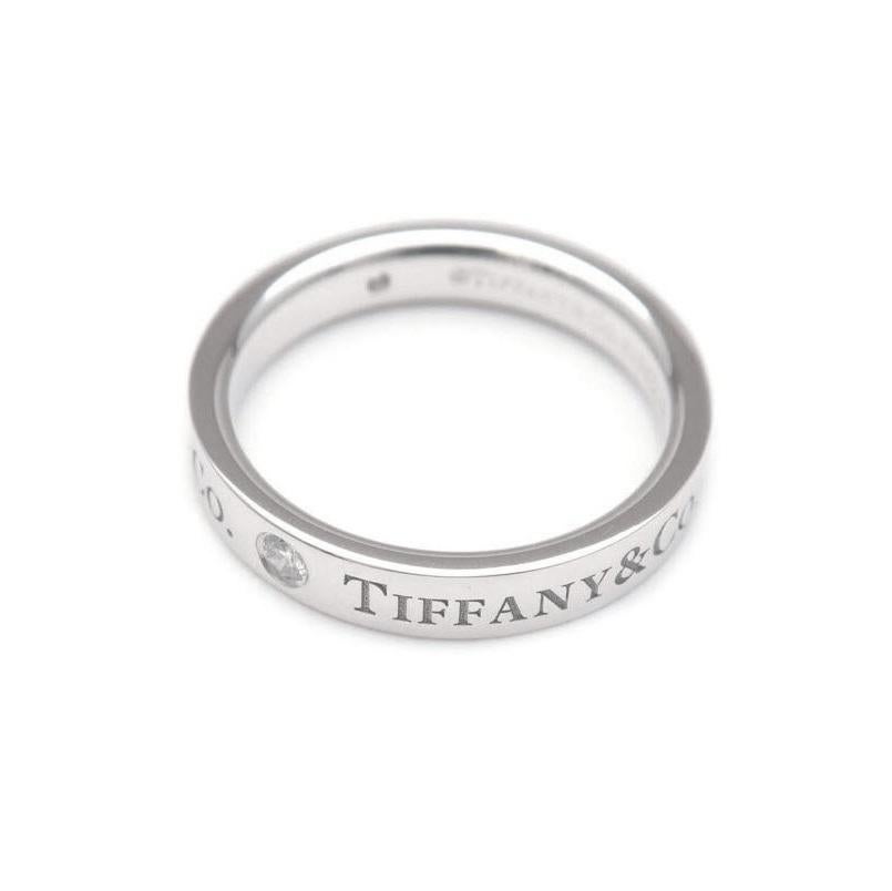 TIFFANY & Co. Anneau de mariage en platine à 3 diamants de 3 mm 5.5 Pour femmes en vente