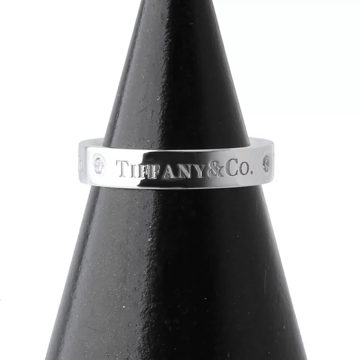 Round Cut TIFFANY & Co. Platinum 3 Diamond 4mm Wedding Band Ring 7 For Sale
