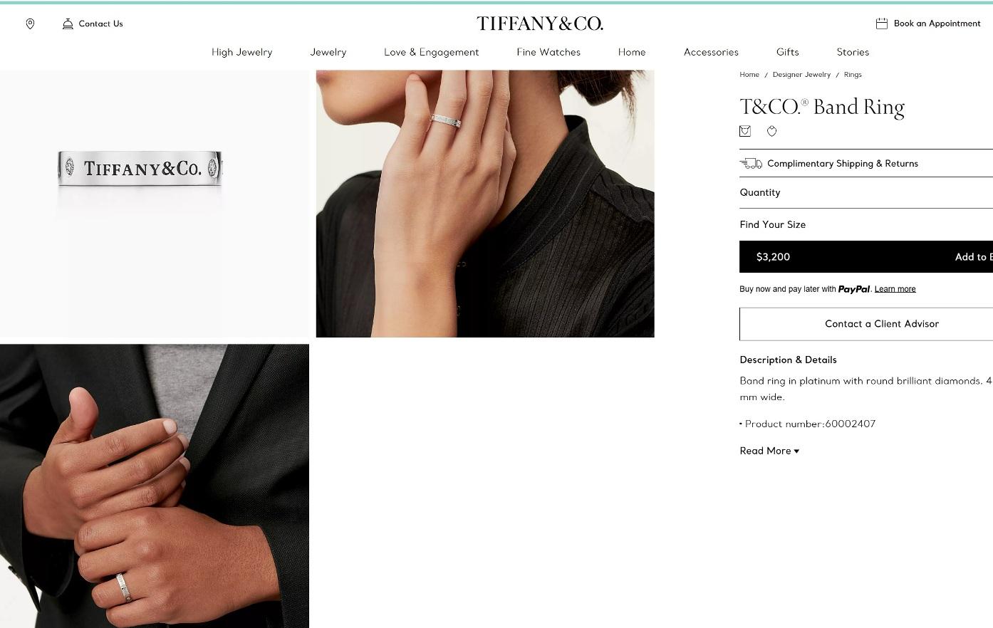 TIFFANY & Co. Platin 3 Diamant 4mm Ehering 7 im Angebot 3