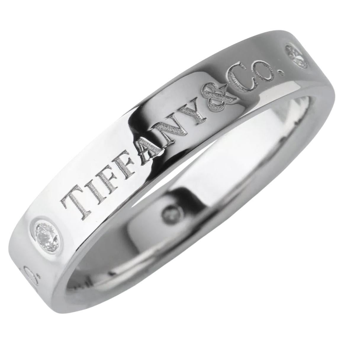 TIFFANY & Co. Alianza de Platino 3 Diamantes 4mm 7