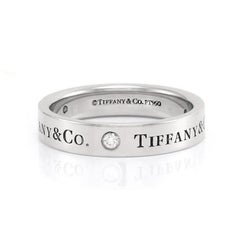 TIFFANY & Co. Platinum 3 Diamond 4mm Wedding Band Ring 8