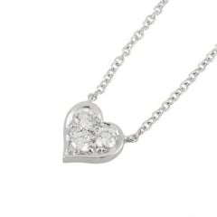 TIFFANY & Co. Platinum 3 Diamond Heart Pendant Necklace