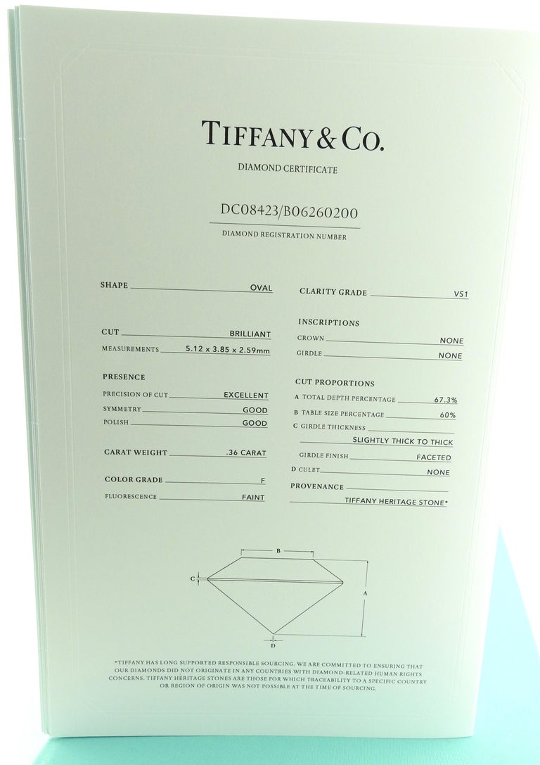 Women's Tiffany & Co. Platinum 3 Oval Diamond Engagement Ring 1.44cts with Box/Papers For Sale