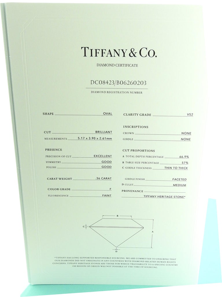 Tiffany & Co. Platinum 3 Oval Diamond Engagement Ring 1.44cts with Box/Papers For Sale 1