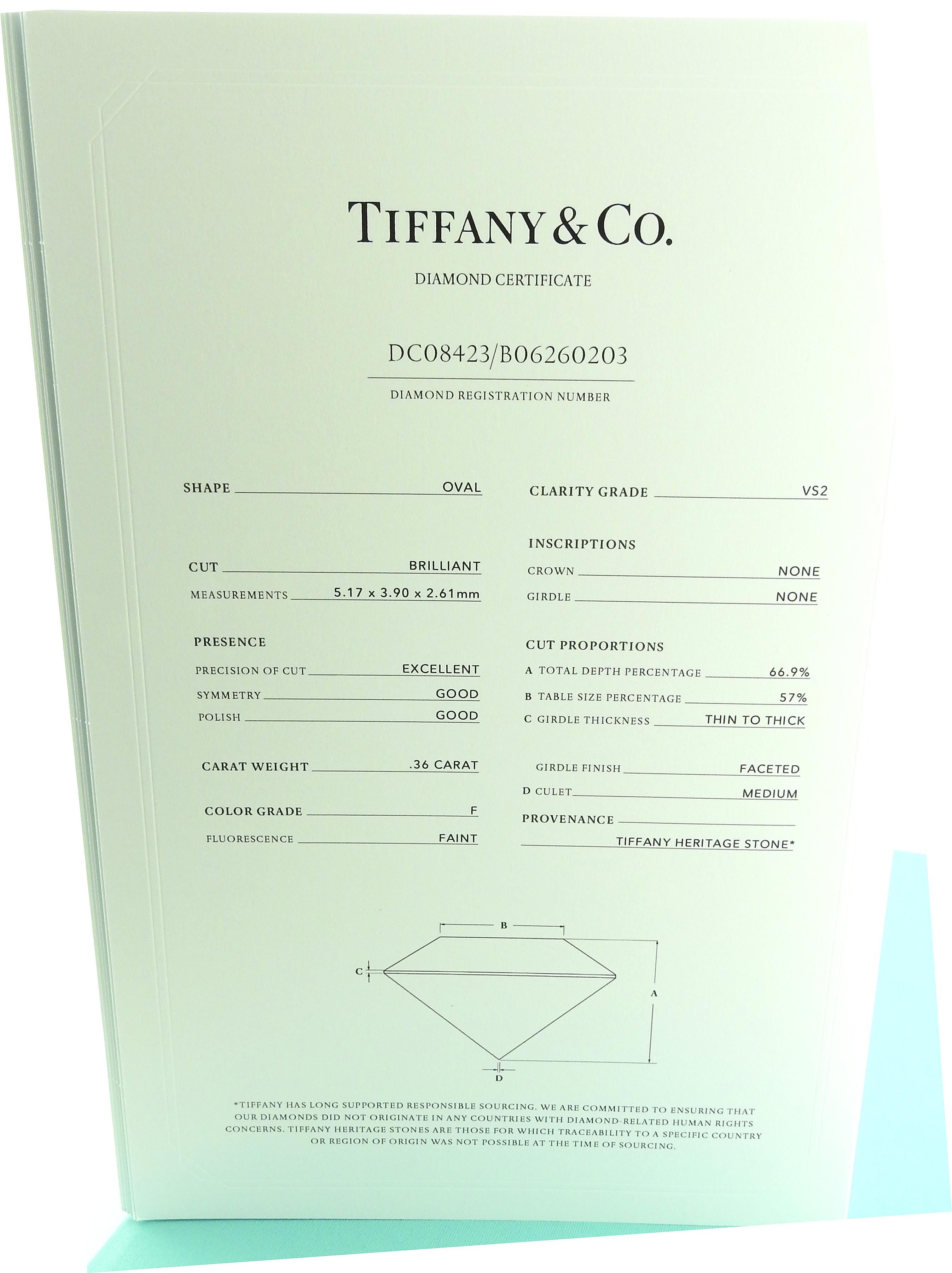Oval Cut Tiffany & Co. Platinum 3 Oval Diamond Engagement Ring 1.44cts with Box/Papers